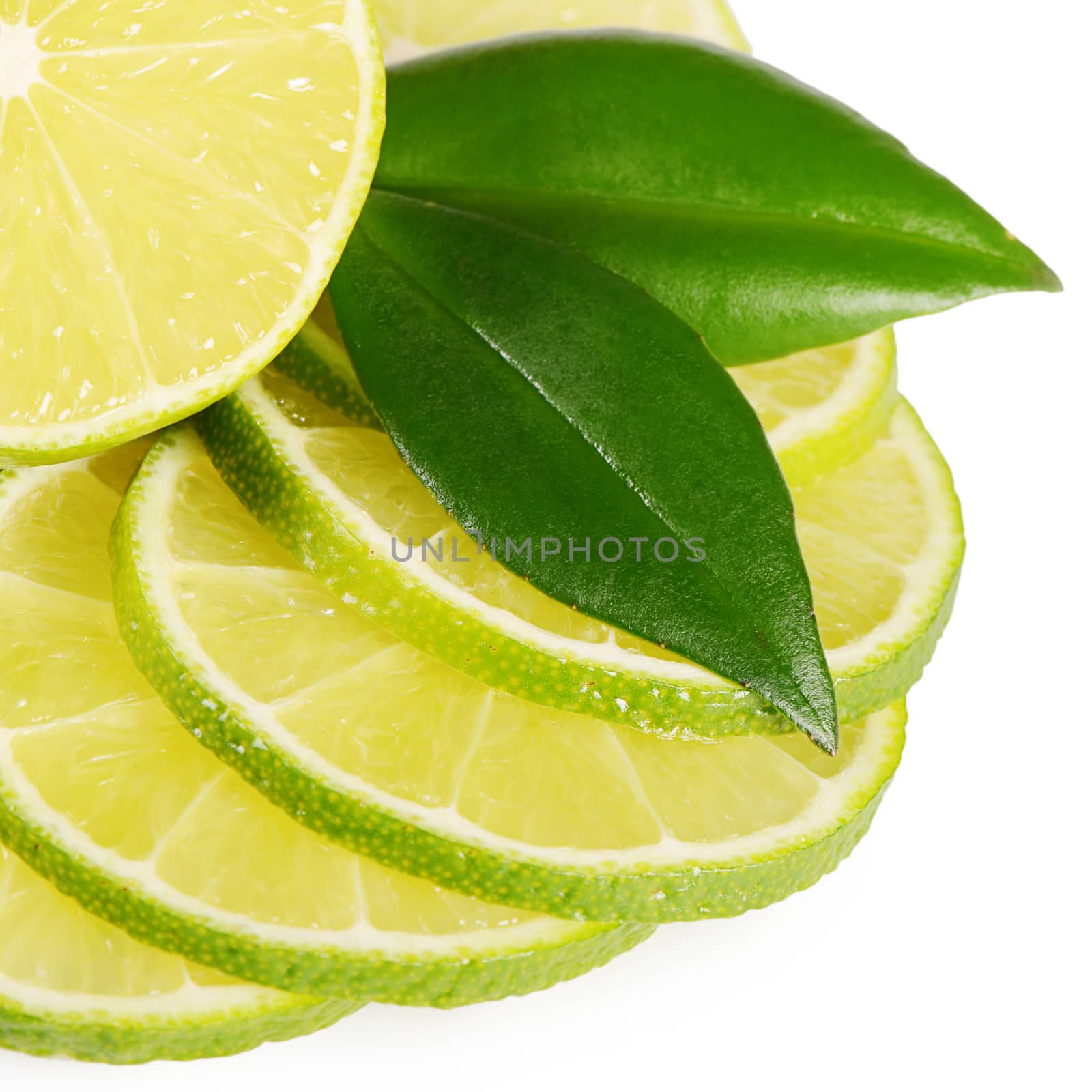 The fresh lime isolated on white background