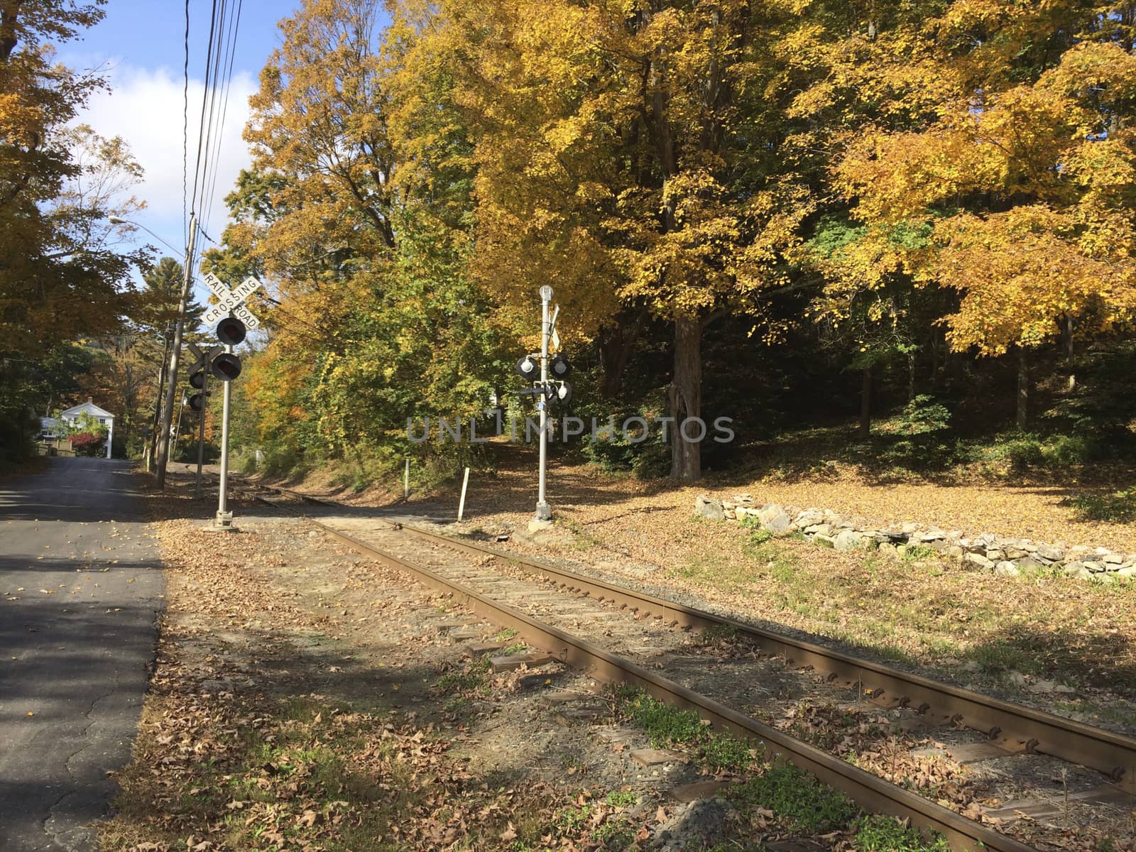 Train tracks in the country town.