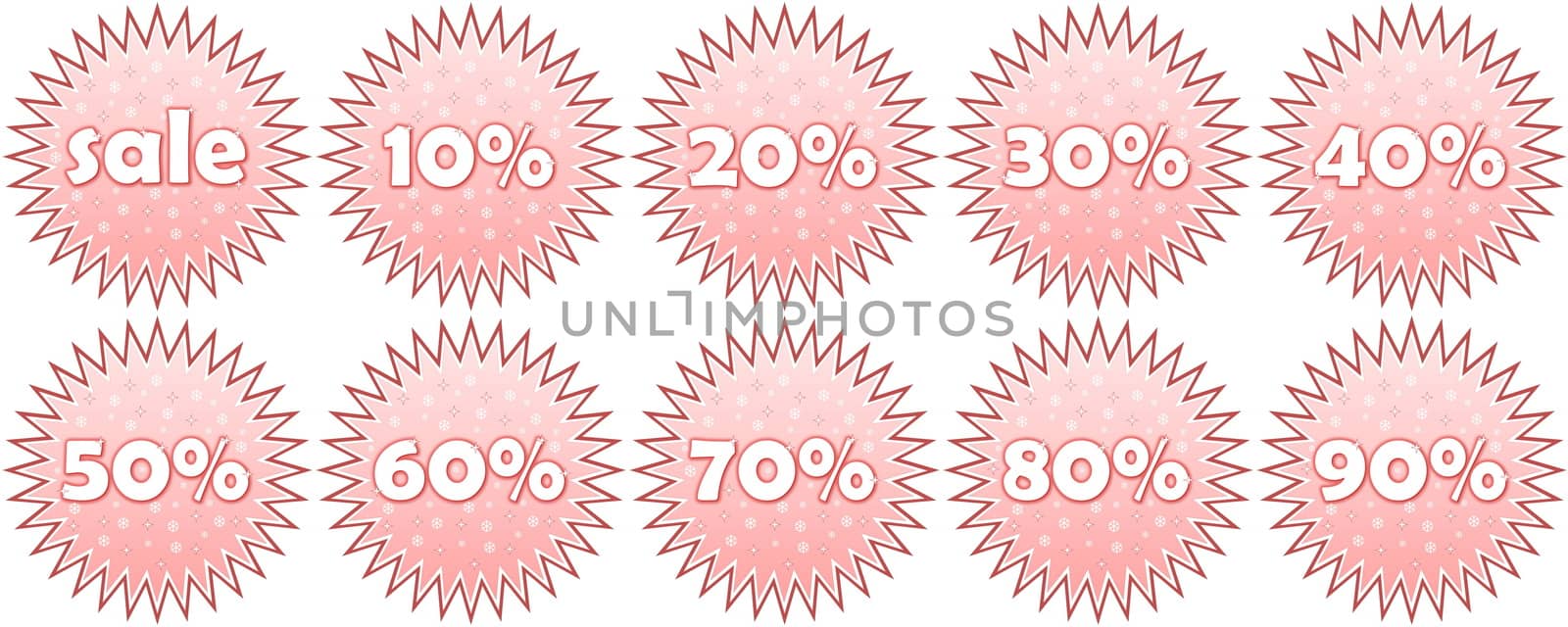 Set of winter sale and percentage discounts icons in white background