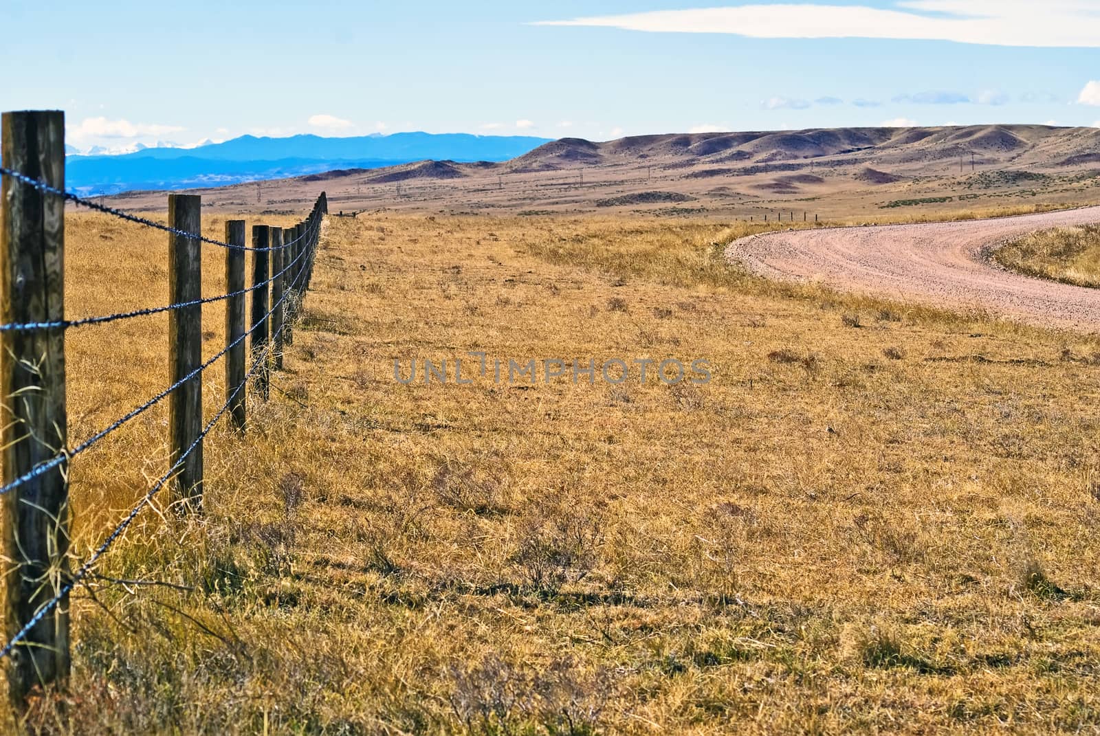 Outside drift fence to keep cattle contained on the open range in northern Colorado, USA