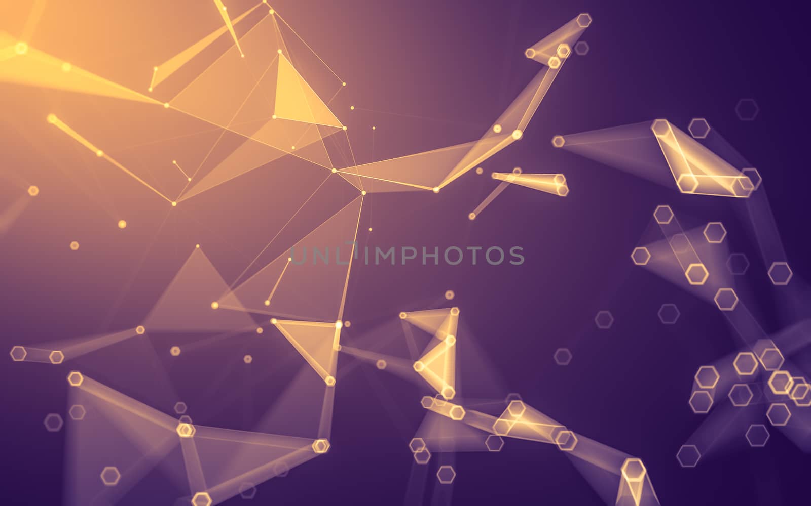 Abstract polygonal space low poly dark background with connecting dots and lines. Connection structure. 3d rendering