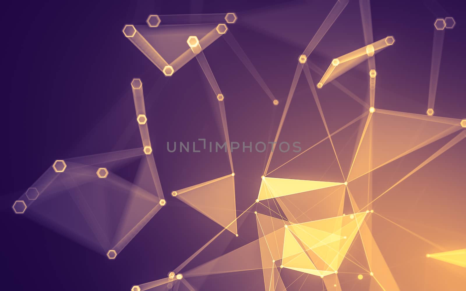 Abstract polygonal space low poly dark background with connecting dots and lines. Connection structure. 3d rendering