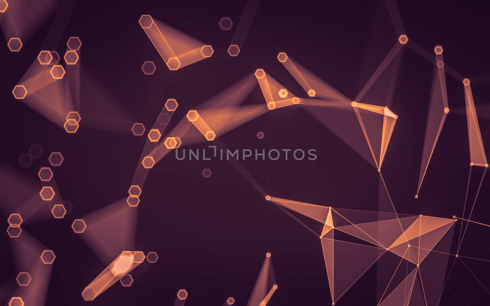 Abstract polygonal space low poly dark background with connecting dots and lines. Connection structure. 3d rendering