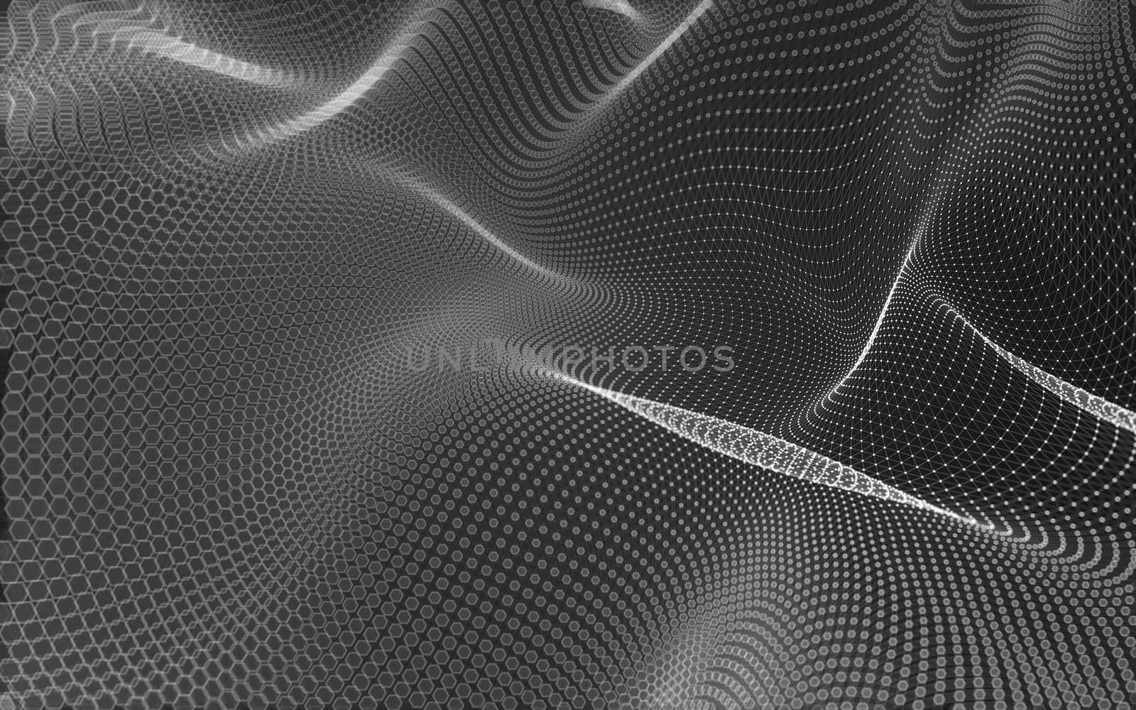 Abstract polygonal space low poly dark background with connecting dots and lines. Connection structure. 3d rendering