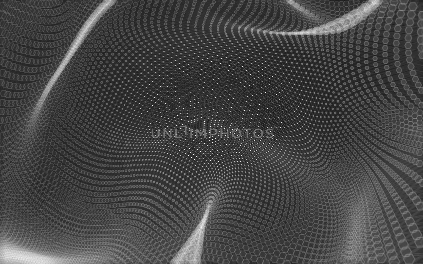 Abstract polygonal space low poly dark background with connecting dots and lines. Connection structure. 3d rendering