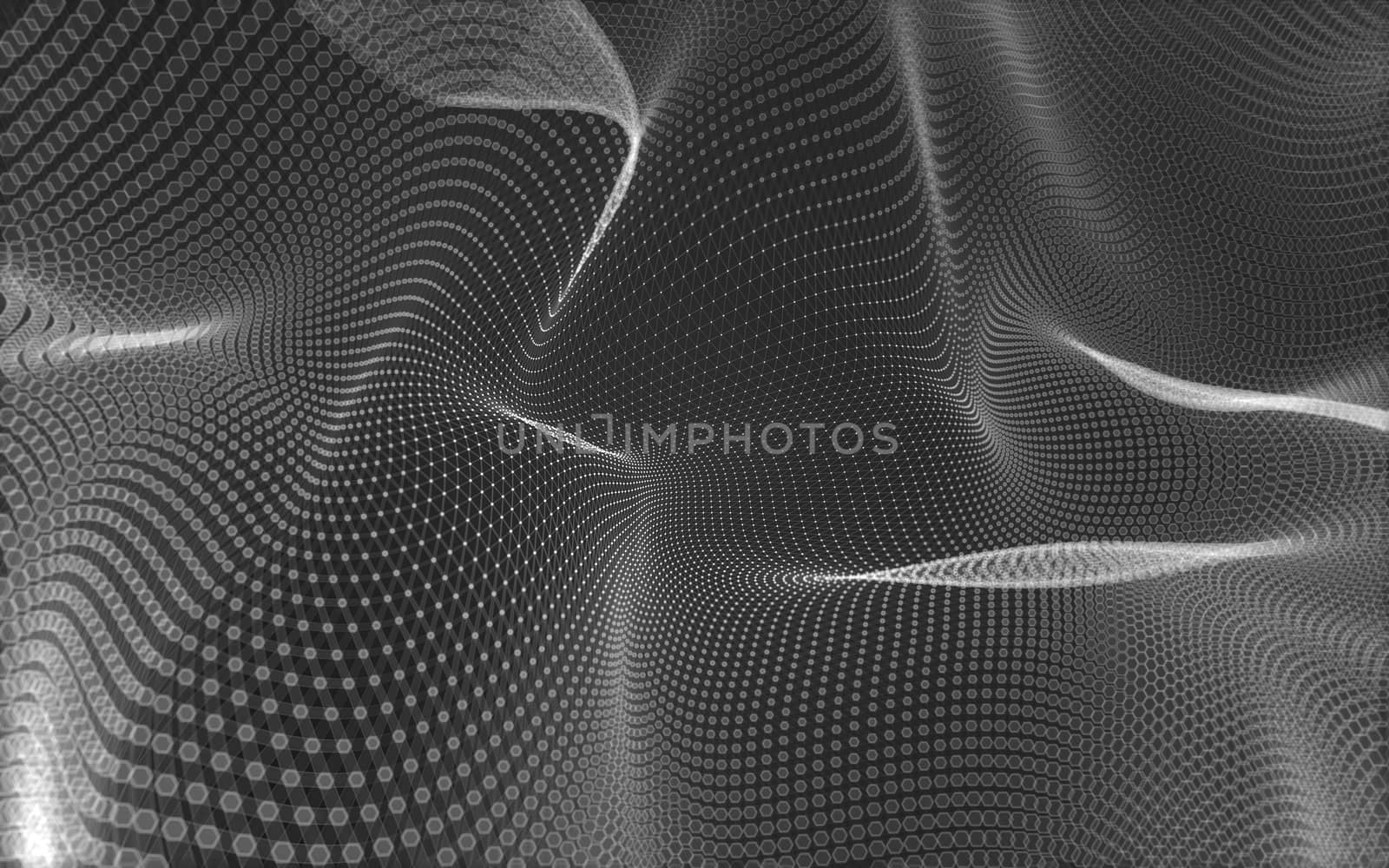 Abstract polygonal space low poly dark background with connecting dots and lines. Connection structure. 3d rendering