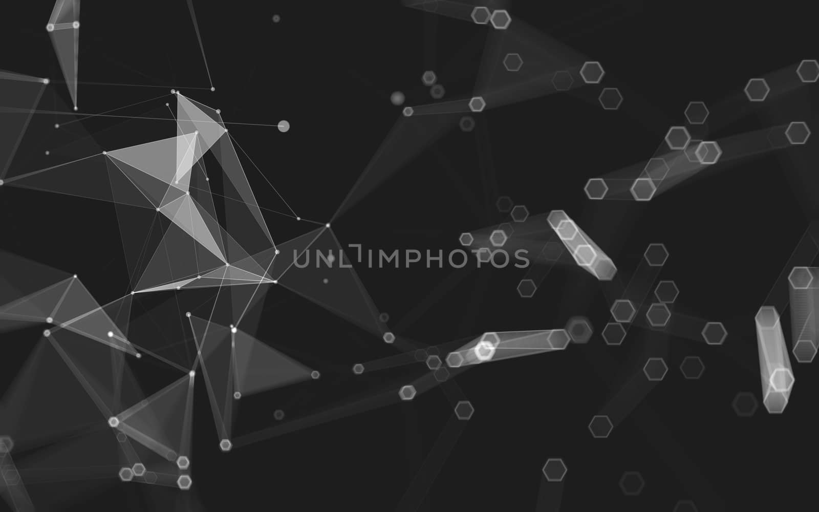 Abstract polygonal space low poly dark background with connecting dots and lines. Connection structure. 3d rendering