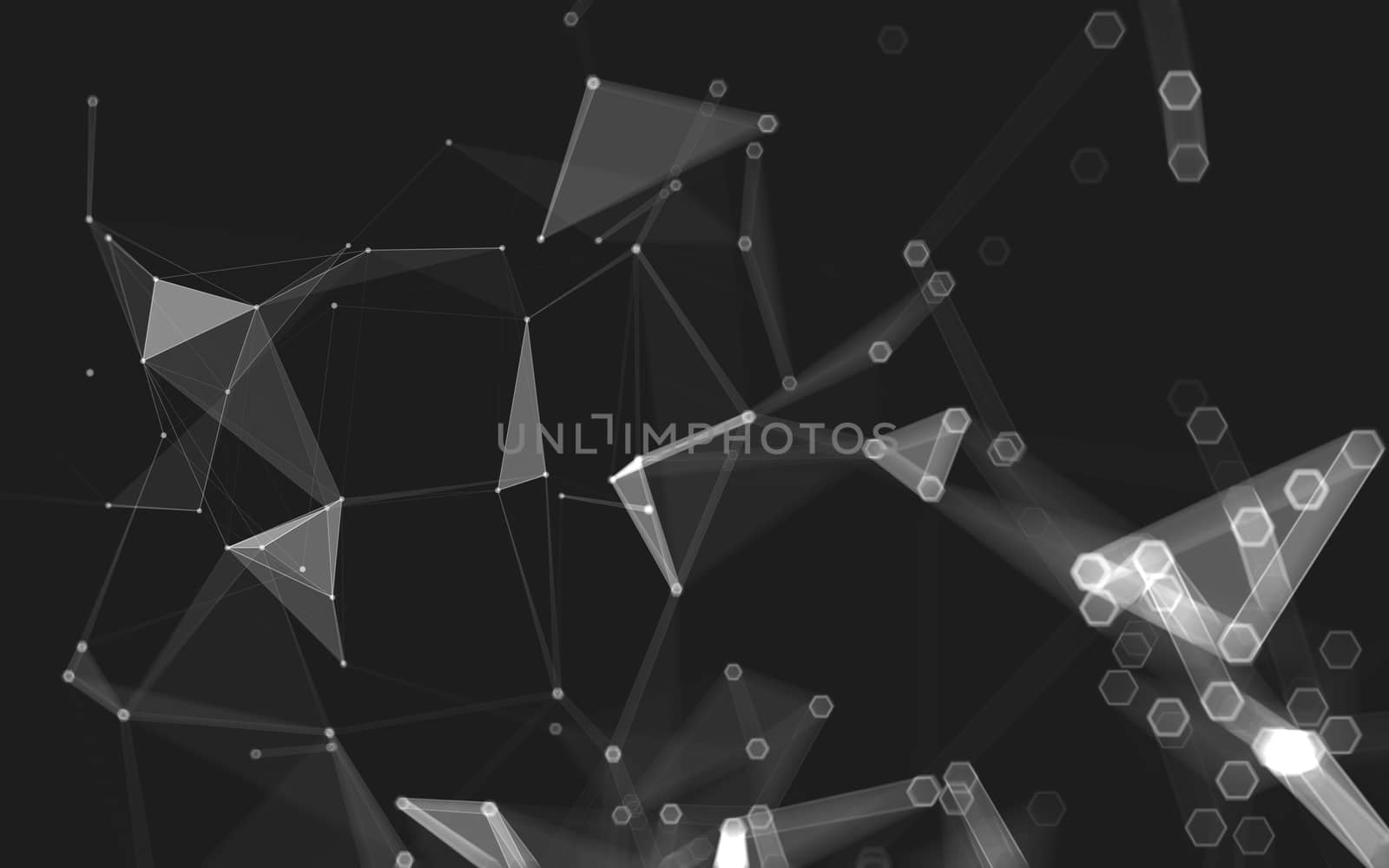 Abstract polygonal space low poly dark background with connecting dots and lines. Connection structure. 3d rendering