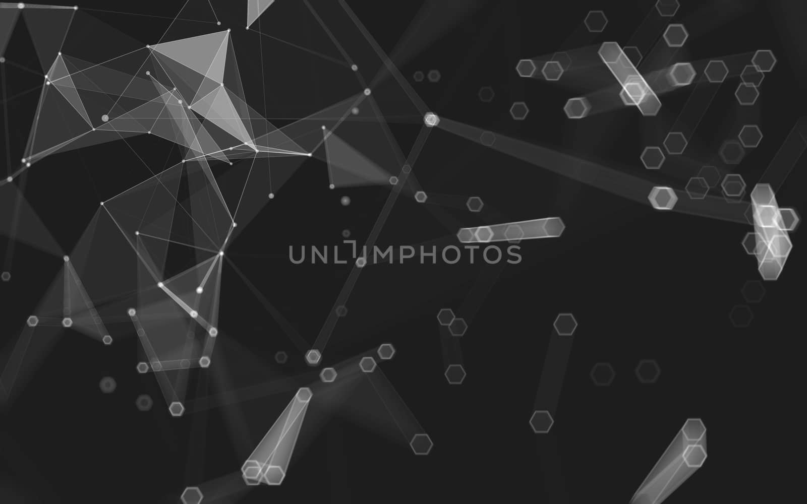 Abstract polygonal space low poly dark background with connecting dots and lines. Connection structure. 3d rendering