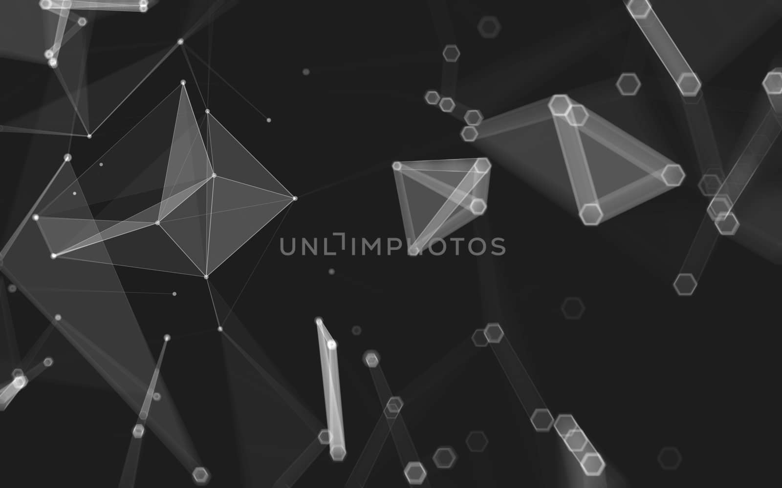 Abstract polygonal space low poly dark background with connecting dots and lines. Connection structure. 3d rendering