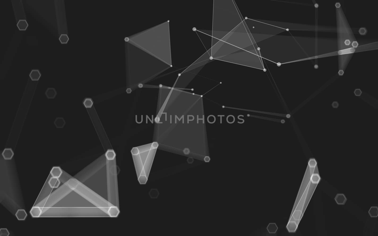 Abstract polygonal space low poly dark background with connecting dots and lines. Connection structure. 3d rendering