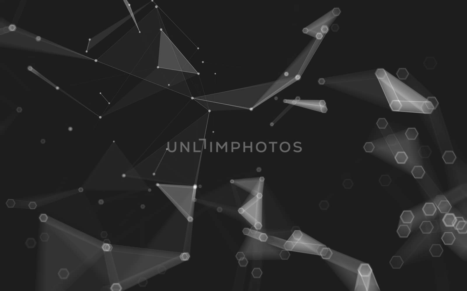 Abstract polygonal space low poly dark background with connecting dots and lines. Connection structure. 3d rendering