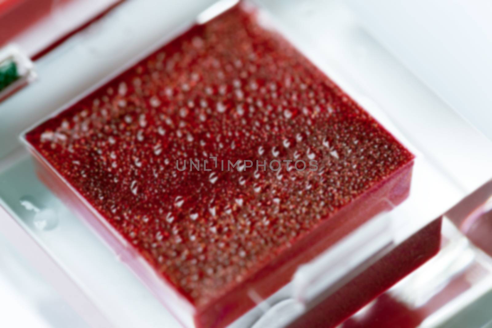 photographed close-up cosmetics female red lip, defocused, defocus