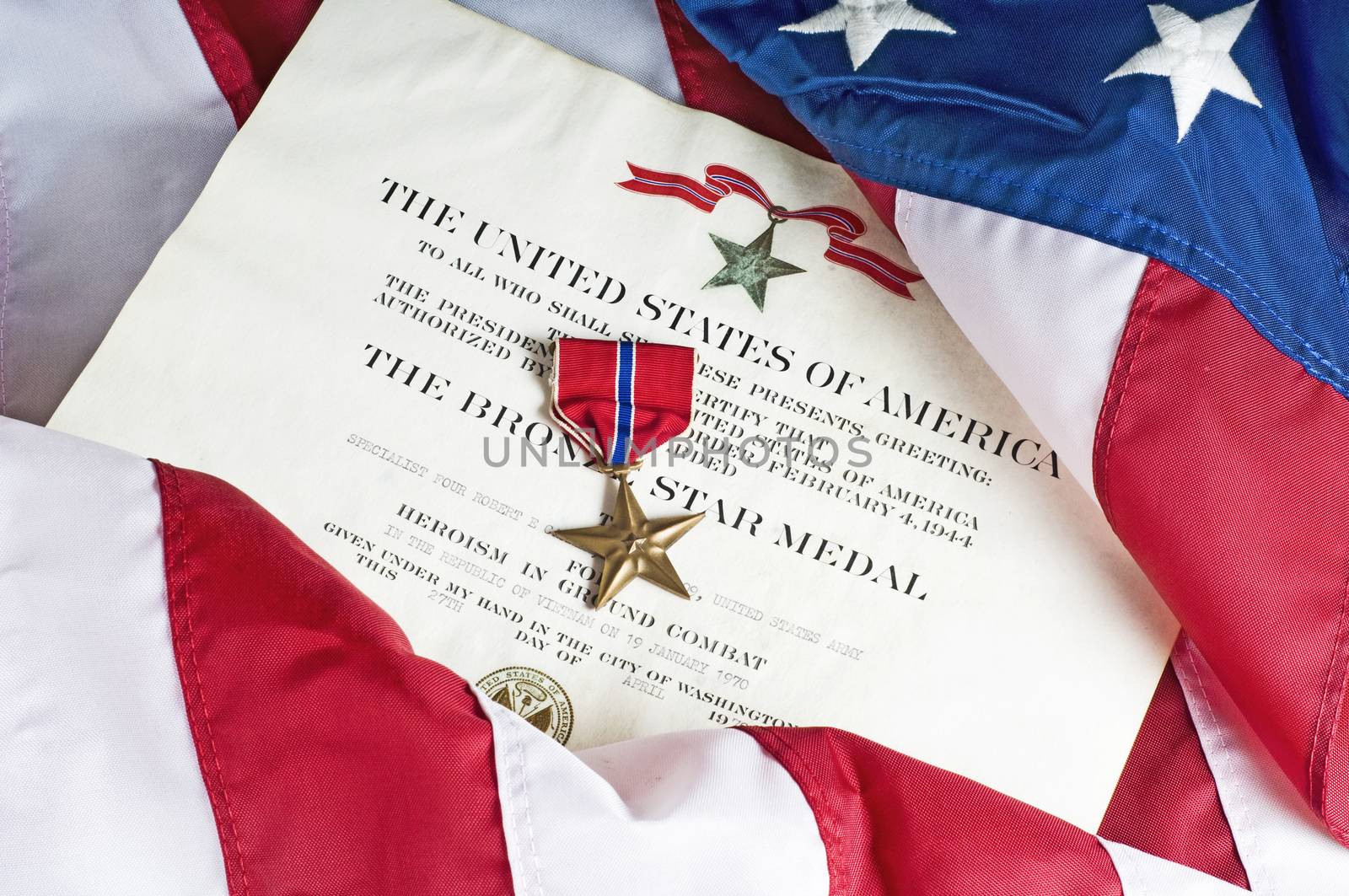 Bronze star, an American Army award for heroism in ground combat.