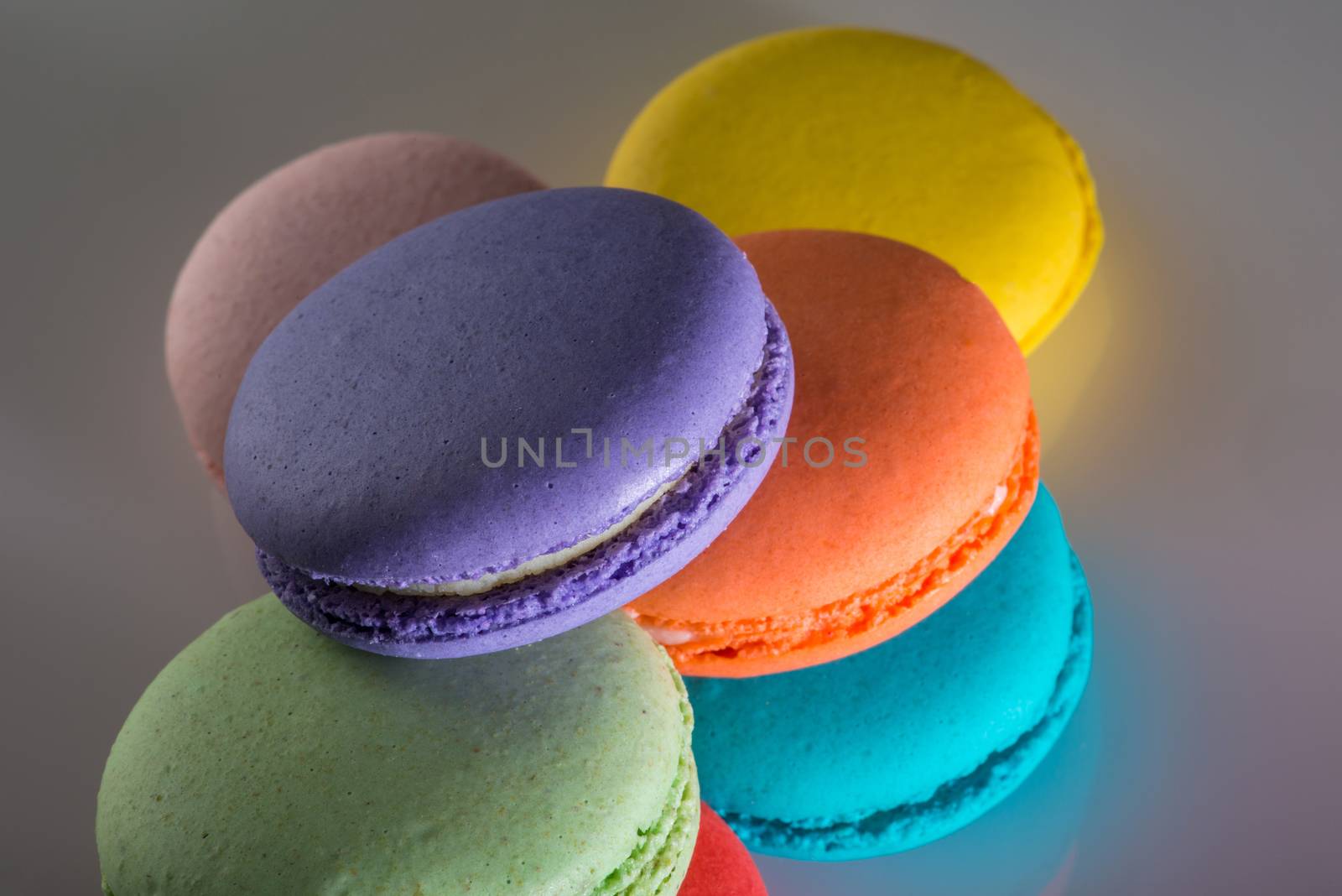 Image of assorted stack of colorful macaroons