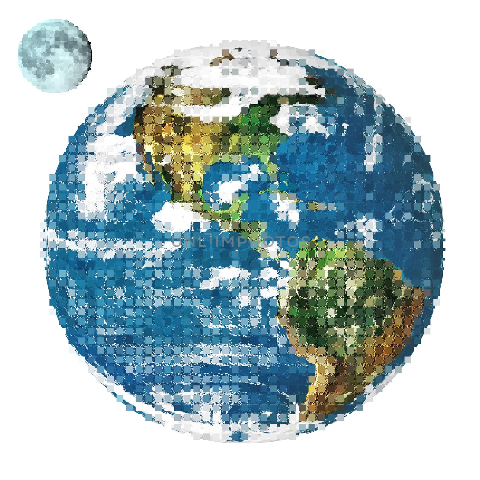 Styalized image of the Earth and Lunar moon created from Images courtesy NASA.