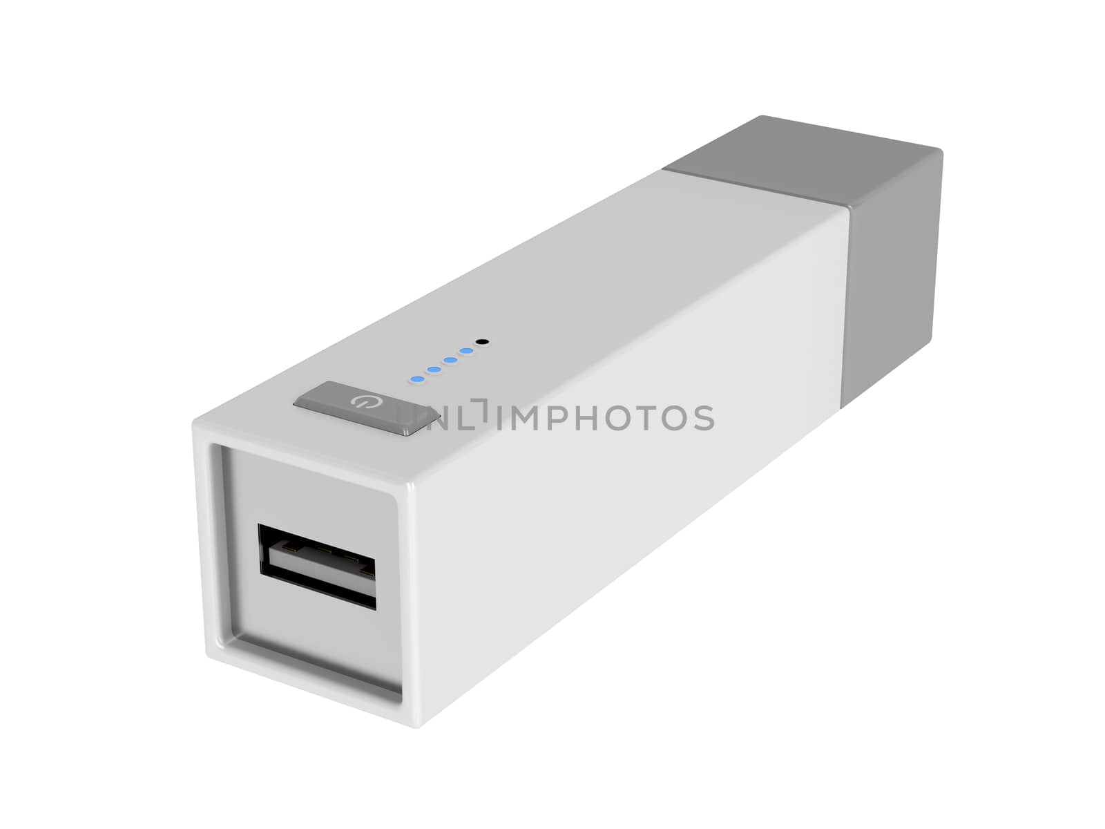 Usb battery pack isolated on white background