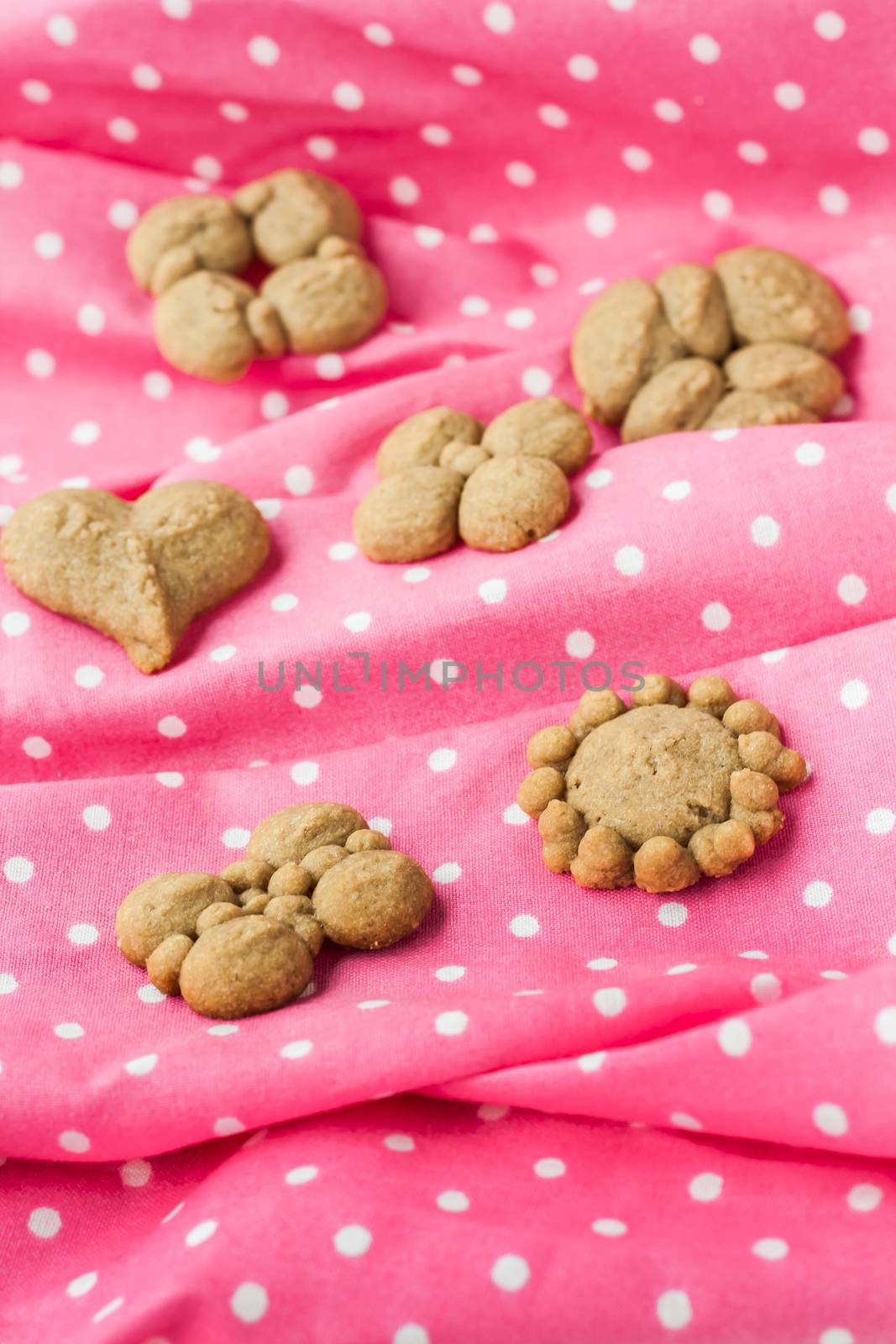 shortbread biscuits figure on a pink background.