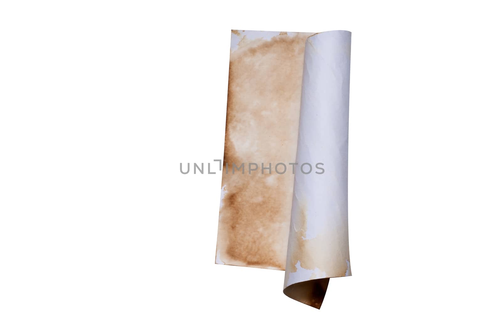 Distressed paper used to create composites manuscripts. Isolated on white with a clipping path