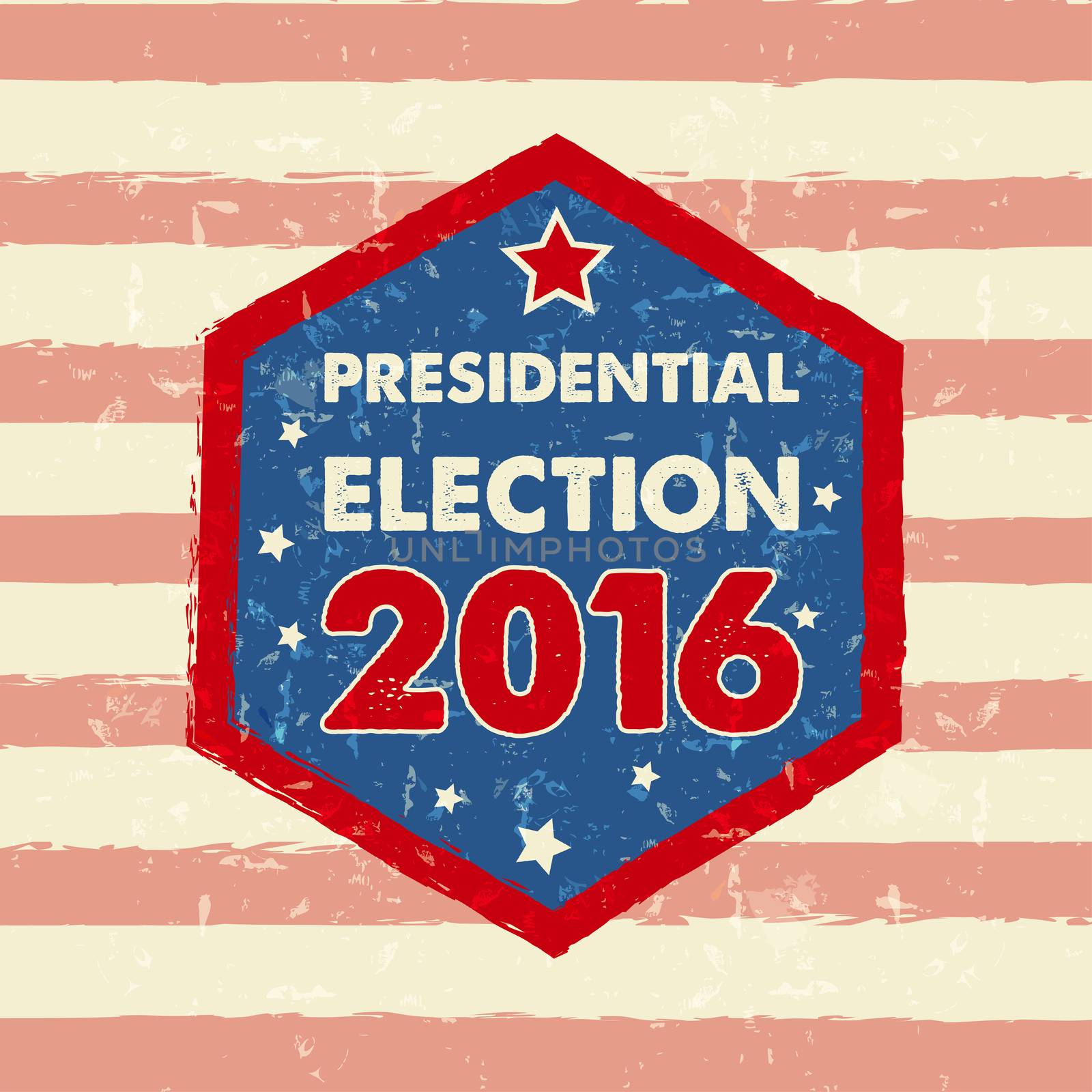 USA presidential election 2016 in hexagon frame banner by marinini