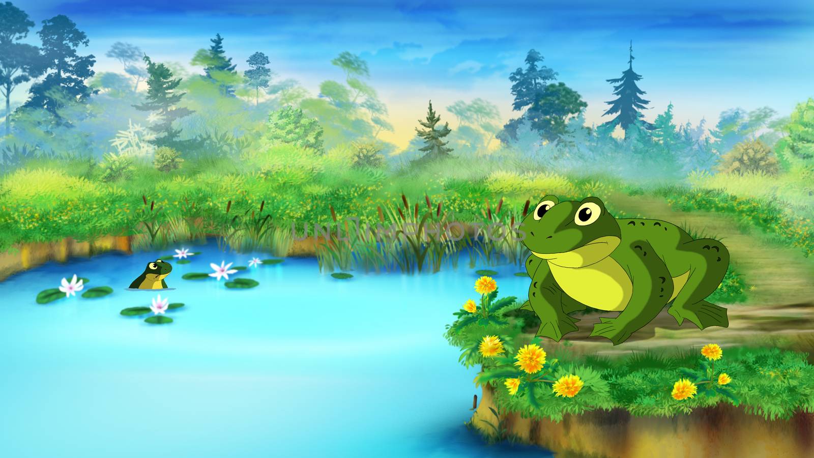 Green Frog near a Pond by Multipedia