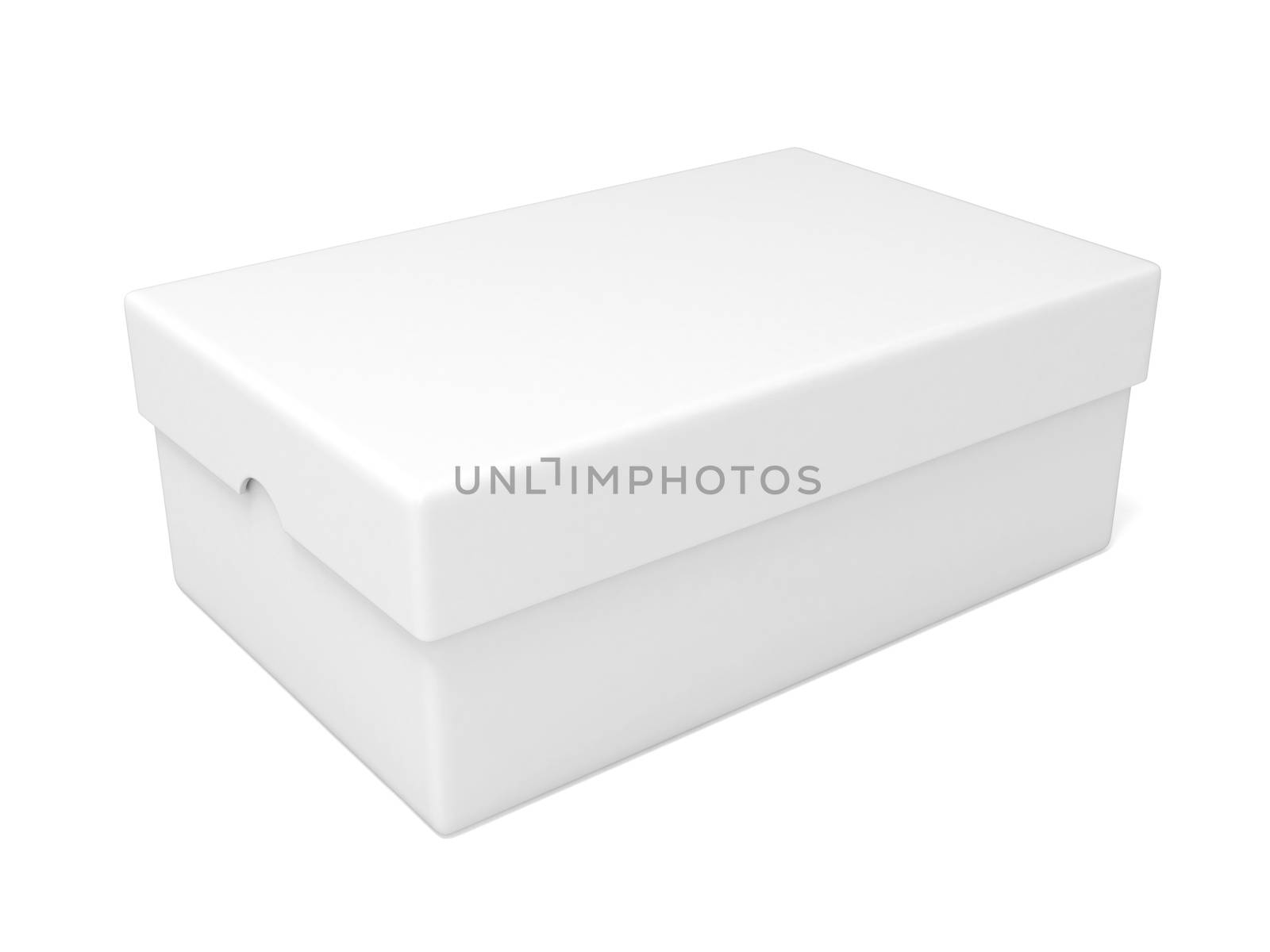 Closed white box, 3D render illustration isolated on white background
