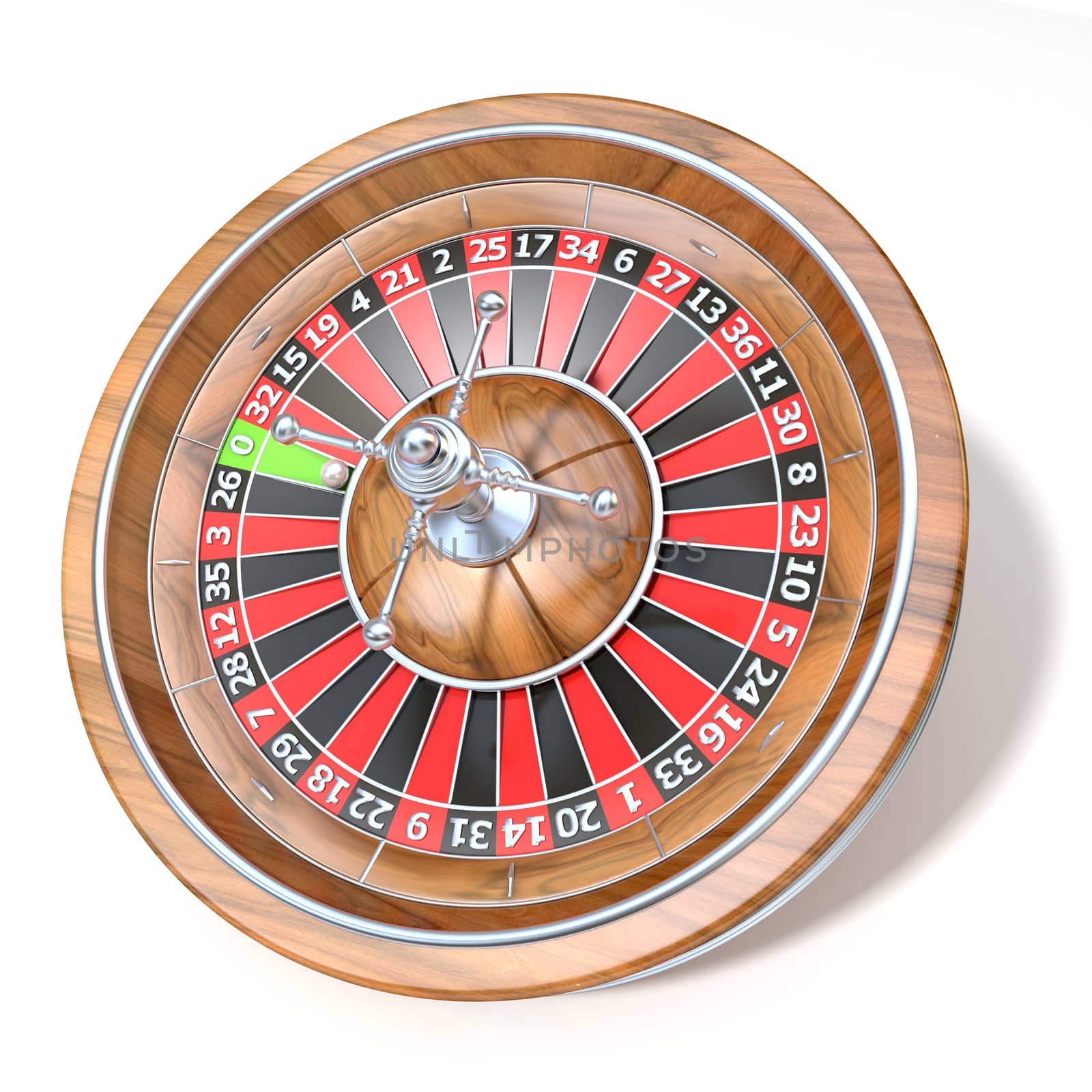 Roulette wheel. 3D render illustration isolated on white background