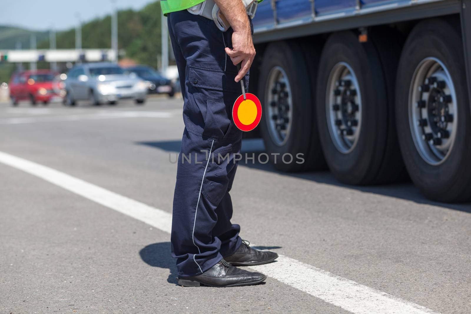 Police officer doing a traffic control