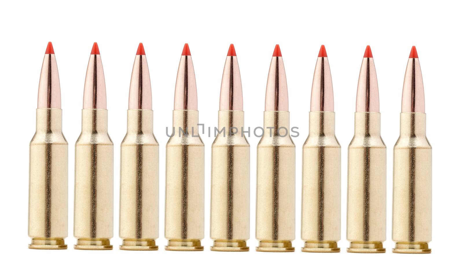 rifle bullets isolated on white background