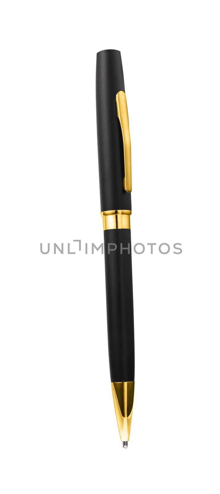 the gold pen isolated on white background