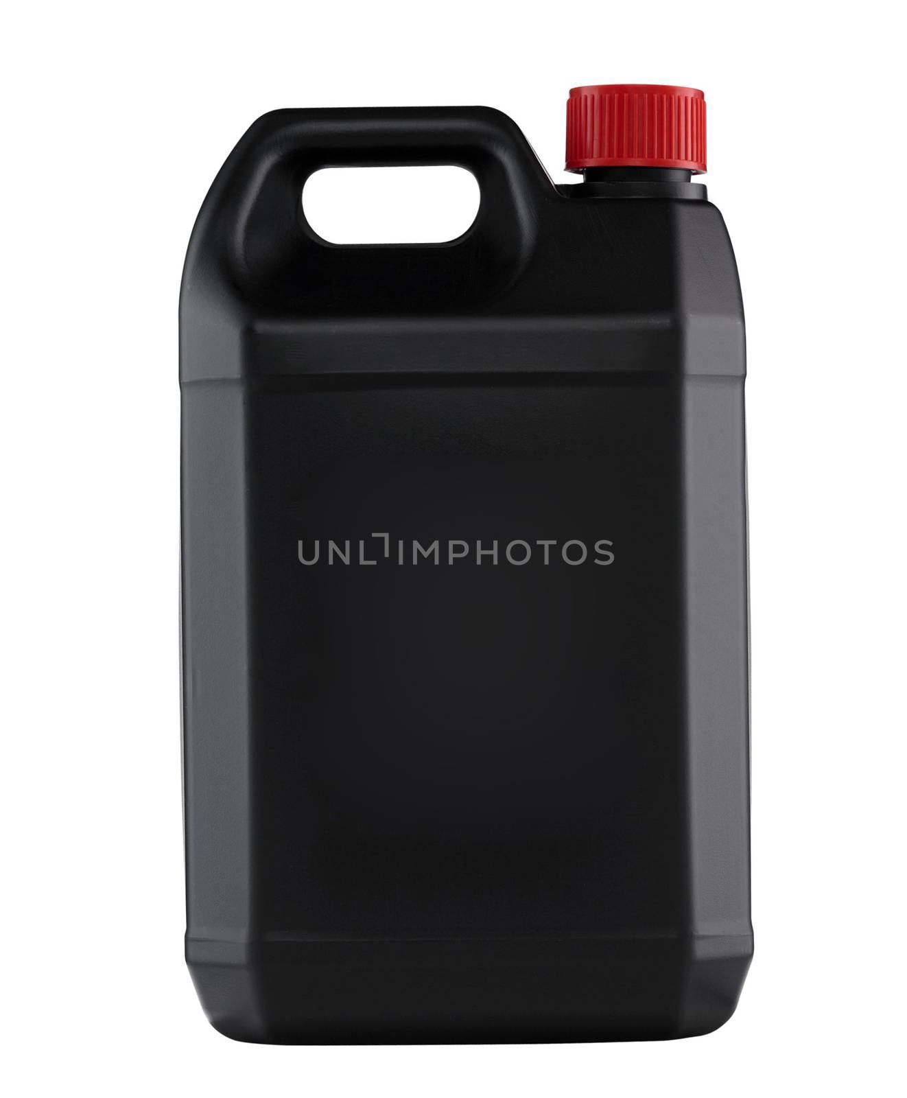 Black plastic gallon isolated on white