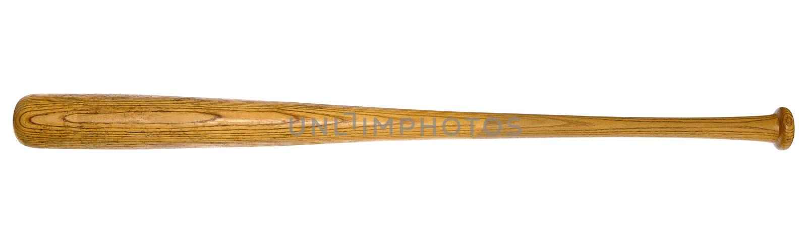 Closeup of baseball bat isolated on white background