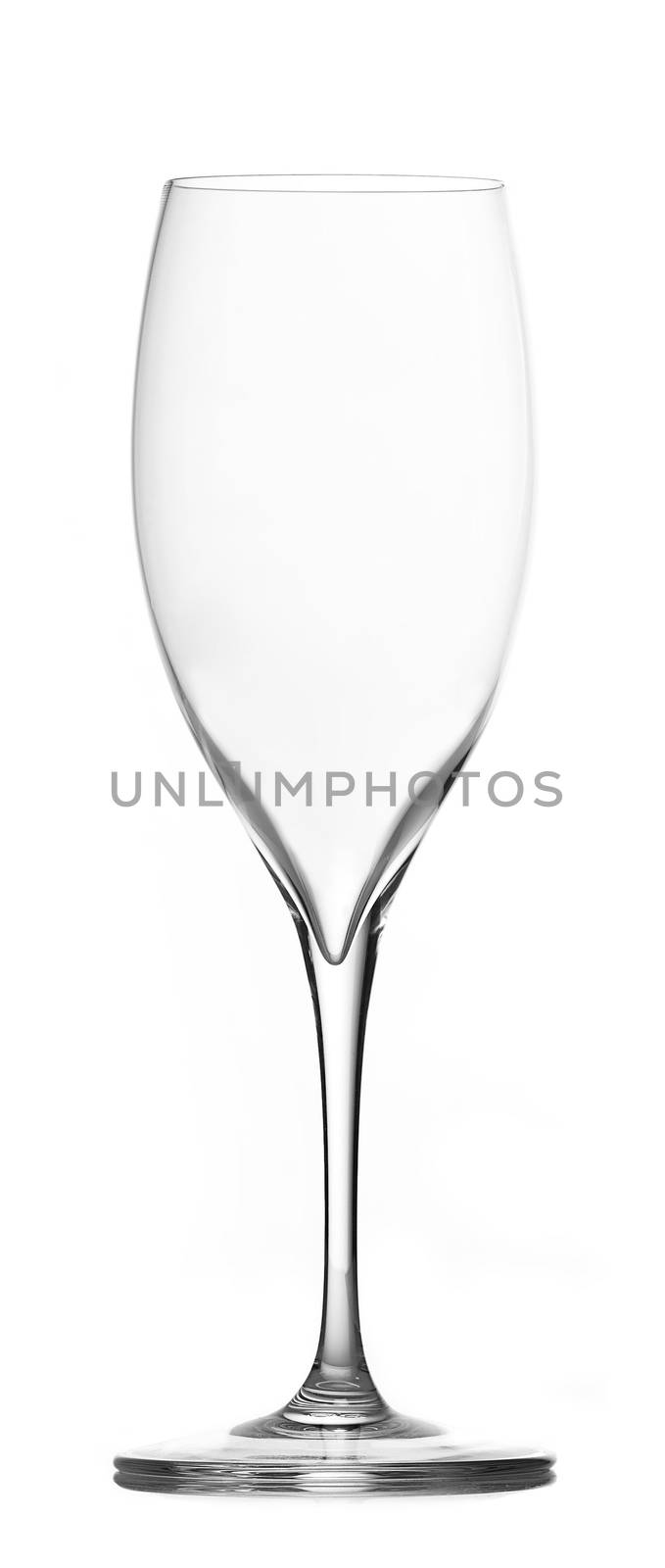 empty champagne glass isolated on white background