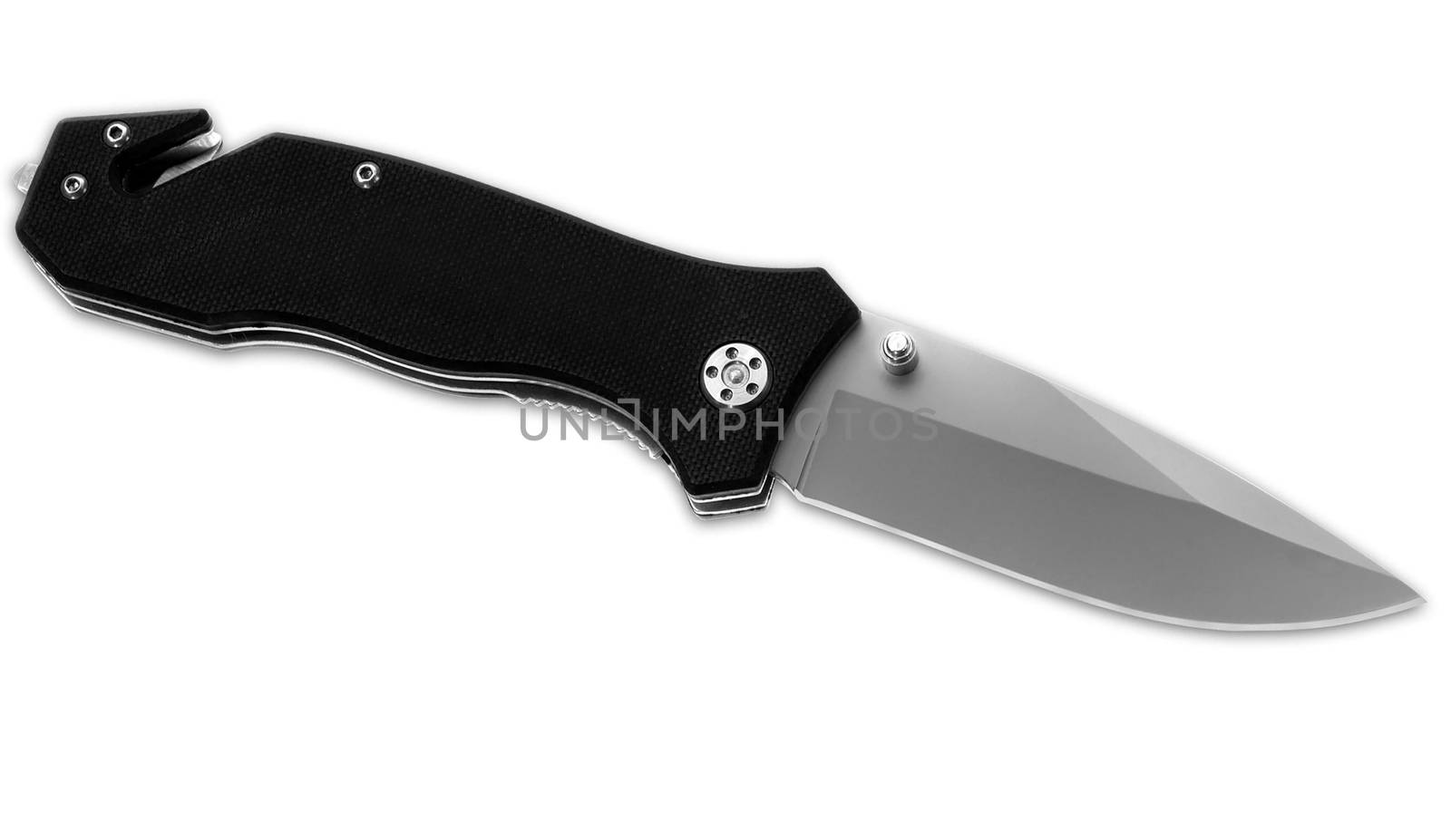 jackknife foldable steel pocket knife isolated over the white ba by ozaiachin