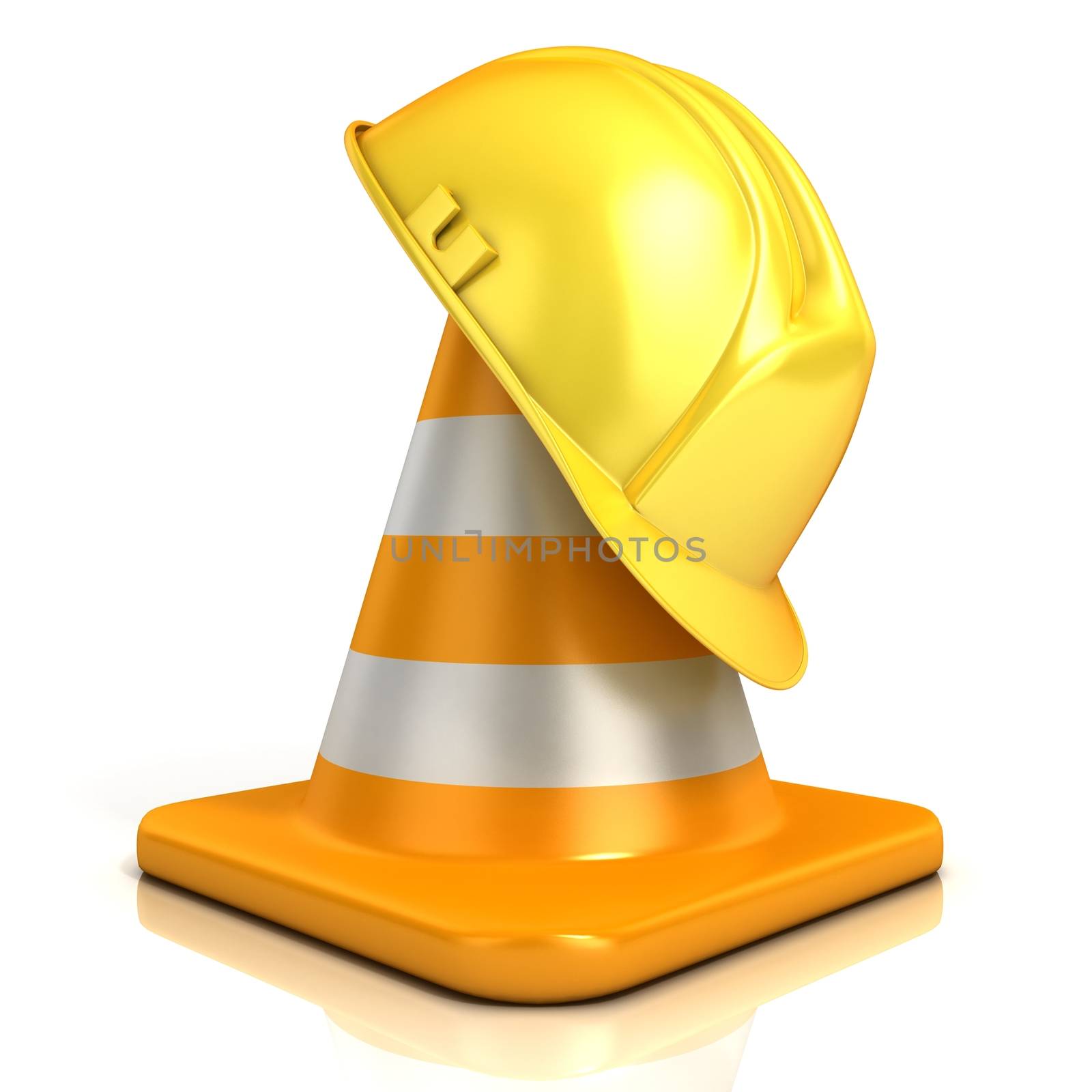 Traffic cone and safety helmet by djmilic
