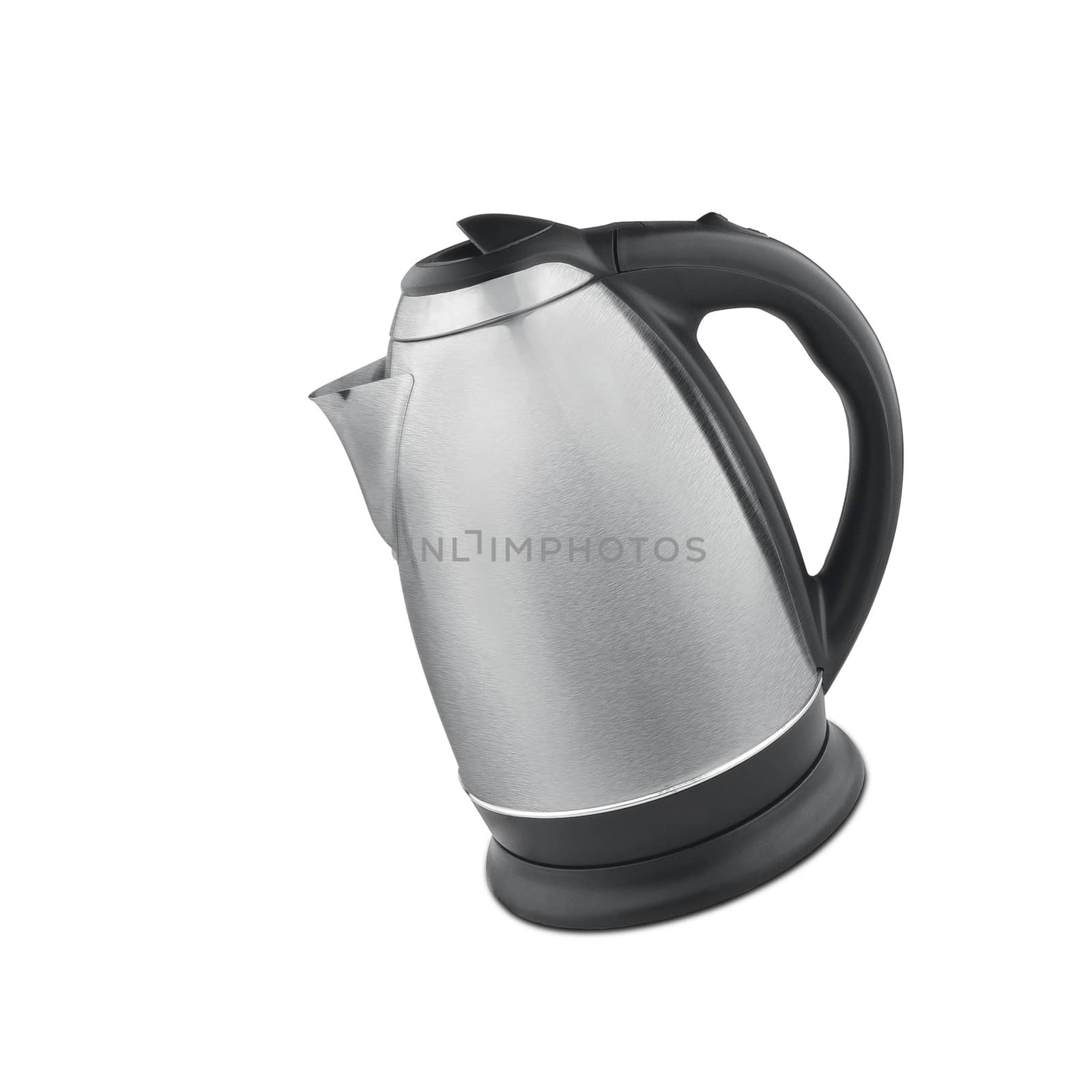 Stainless steel electric kettle isolated by shutswis