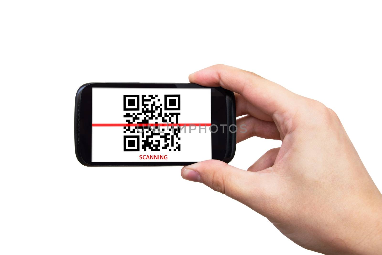 Smartphone scanning QR code