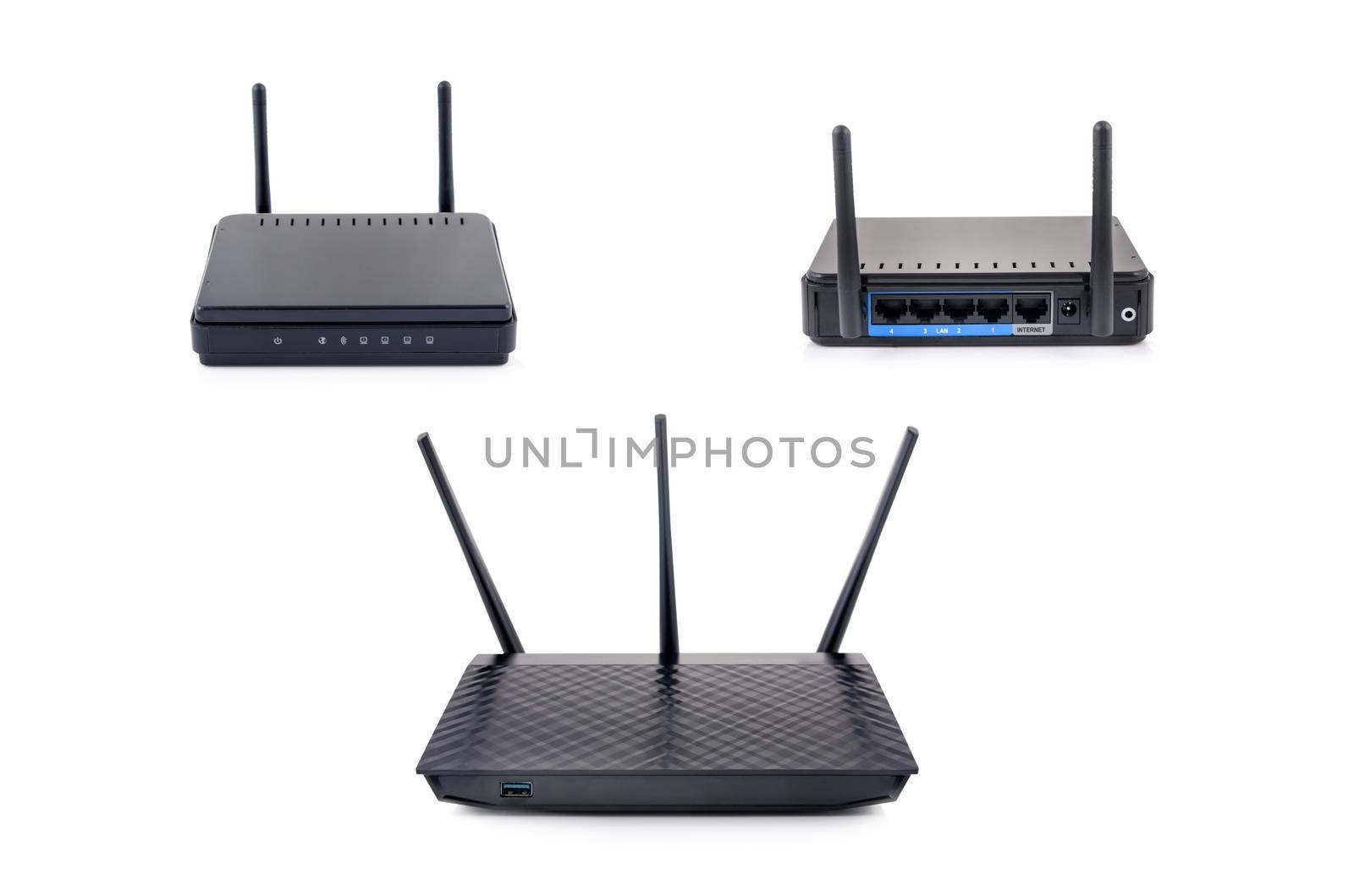 Wireless router set isolated on white background  by simpson33