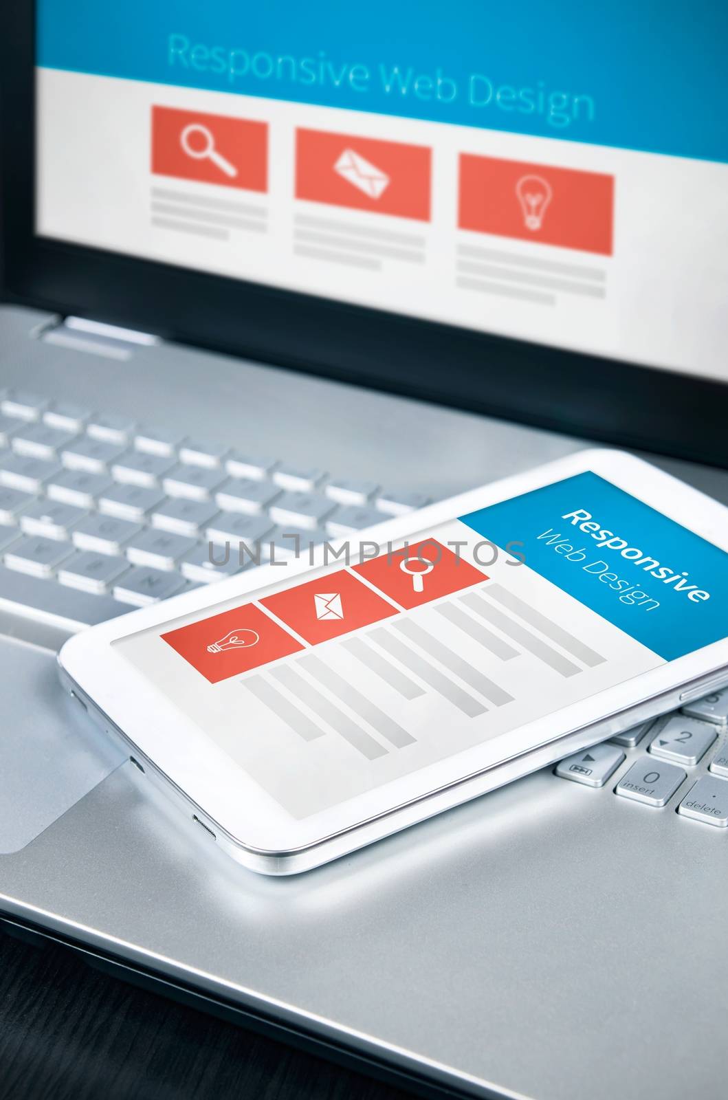 Responsive web design on mobile devices phone and tablet pc