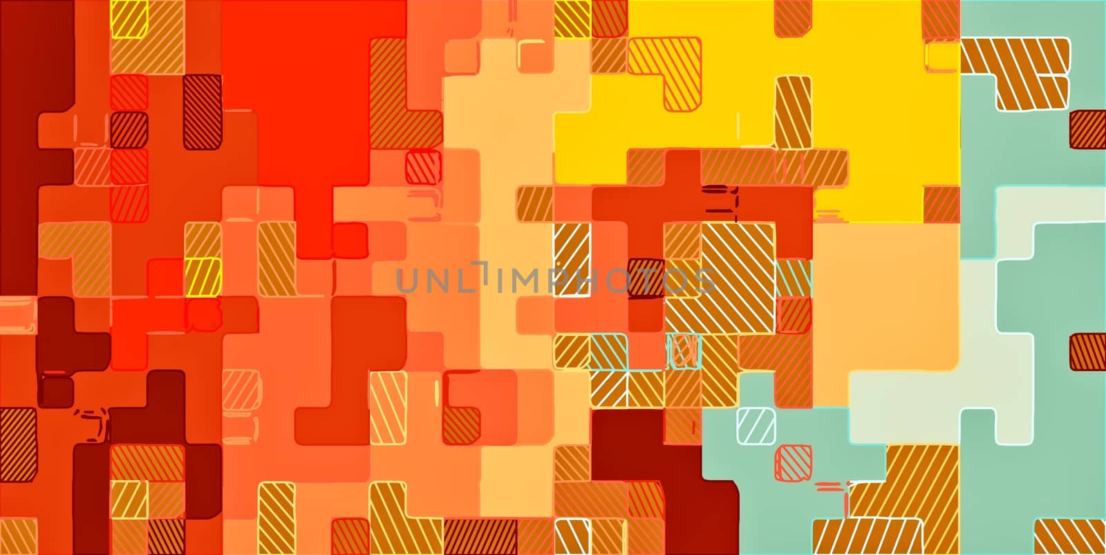 colorful drawing abstract background in red brown yellow orange and blue