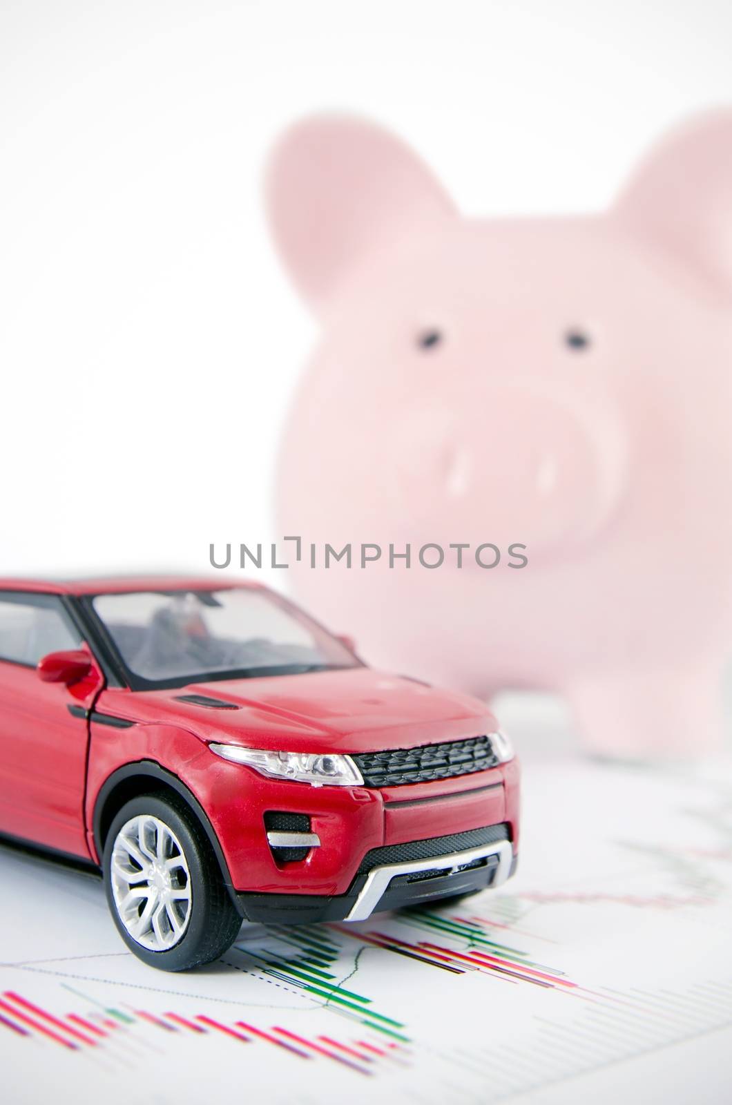 Saving money to buy a car. Driving economic concept