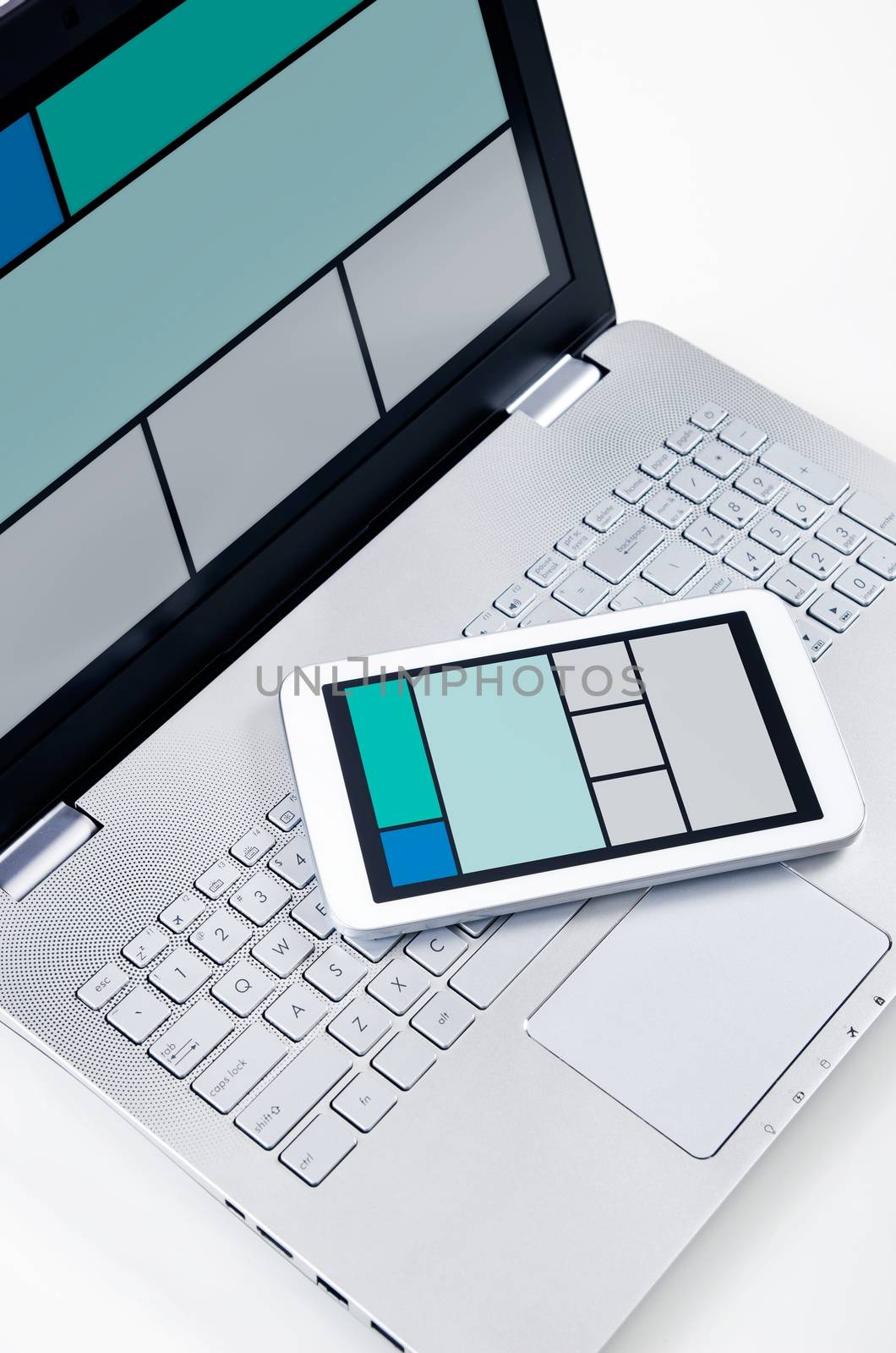 Responsive web design on mobile devices laptop and tablet pc