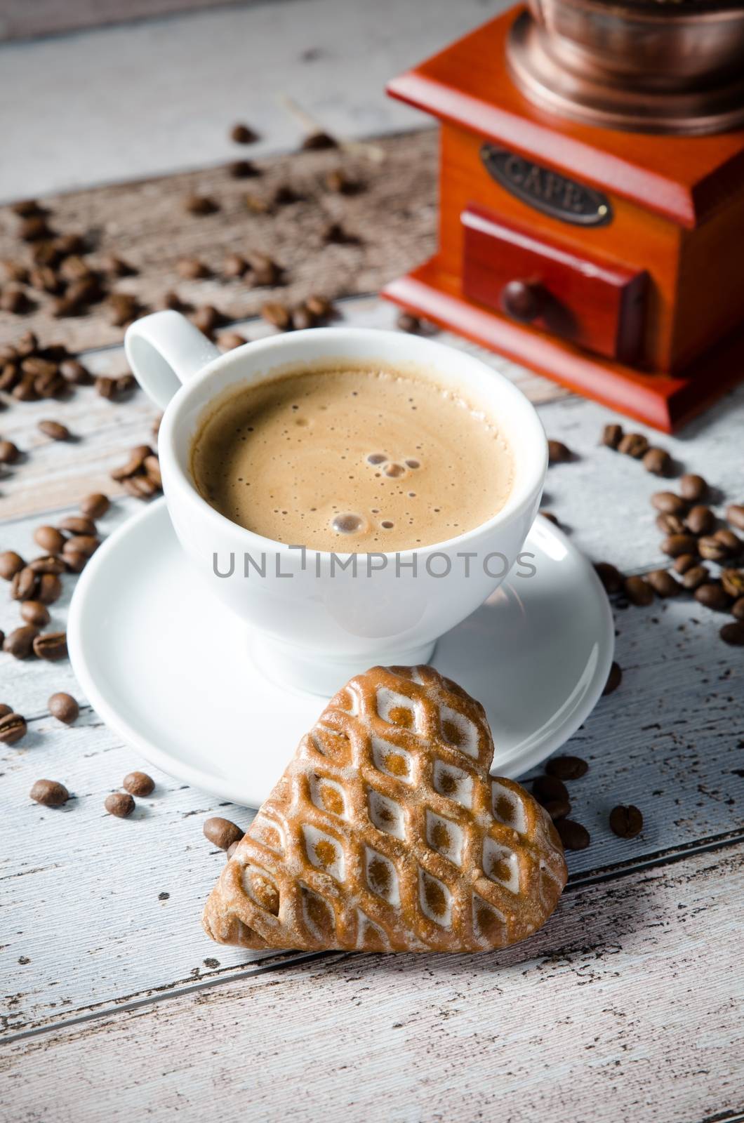 Coffee, gingerbread and old retro mill grinder by simpson33
