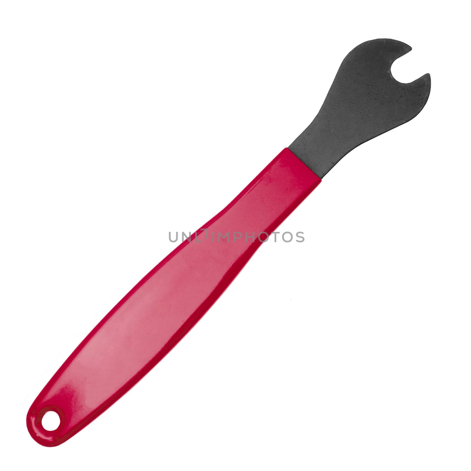 Red wrench isolated on white