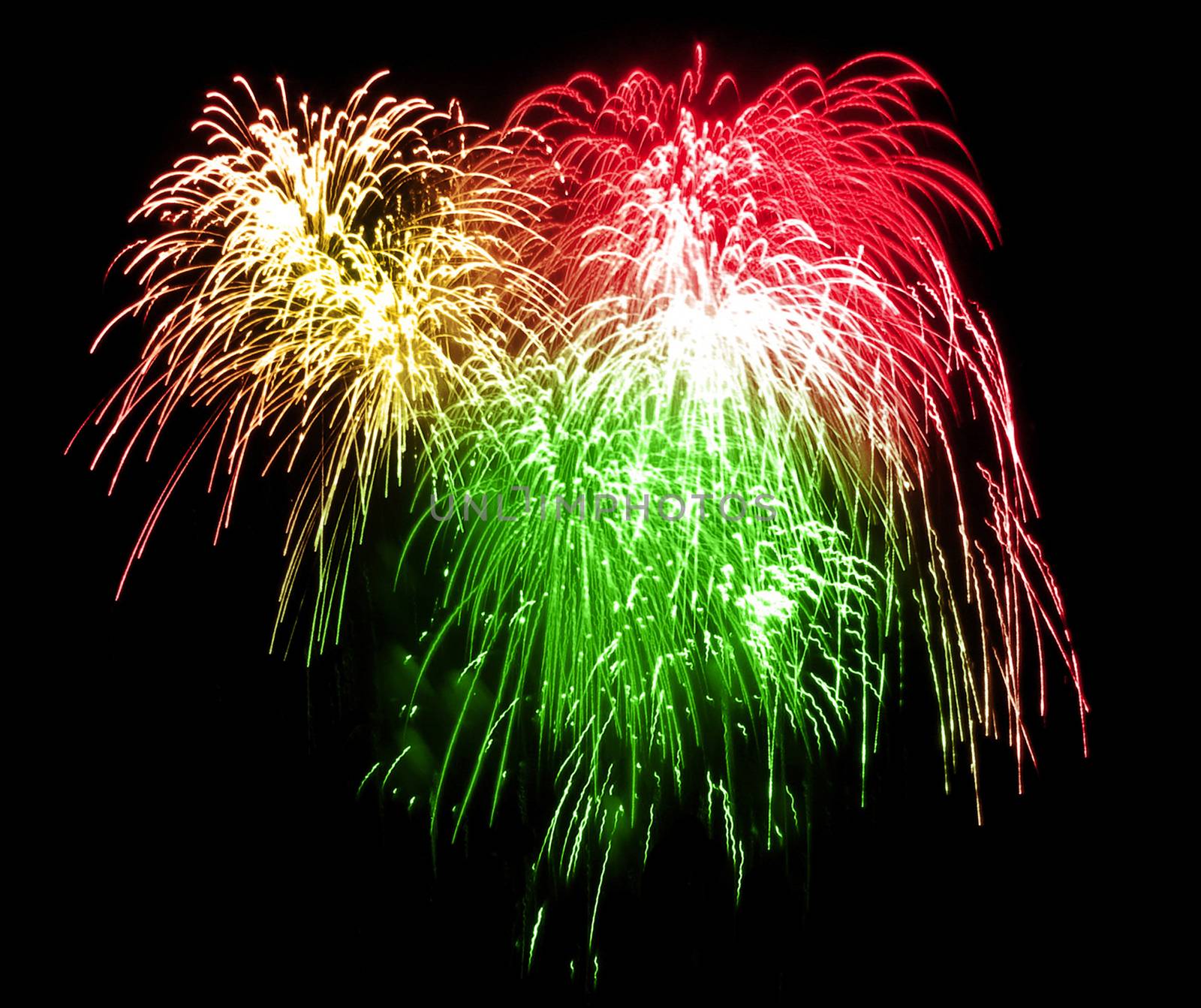 Colorful fireworks over dark sky
