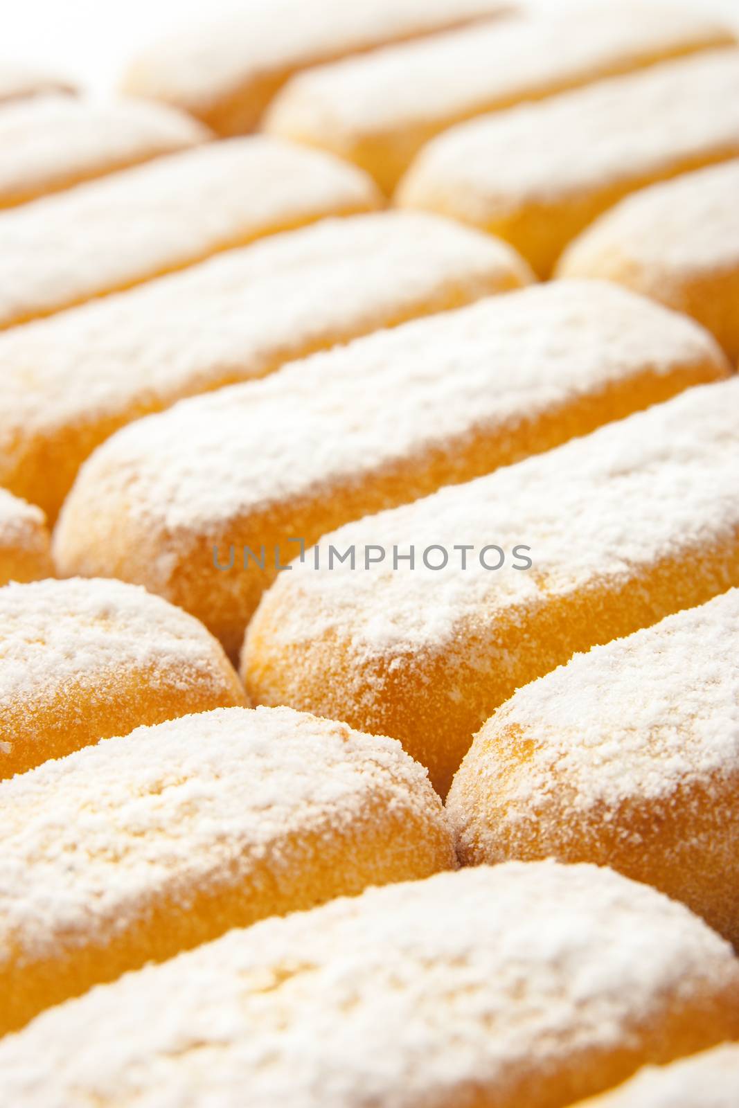 Cookies with powdered sugar background by Deniskarpenkov