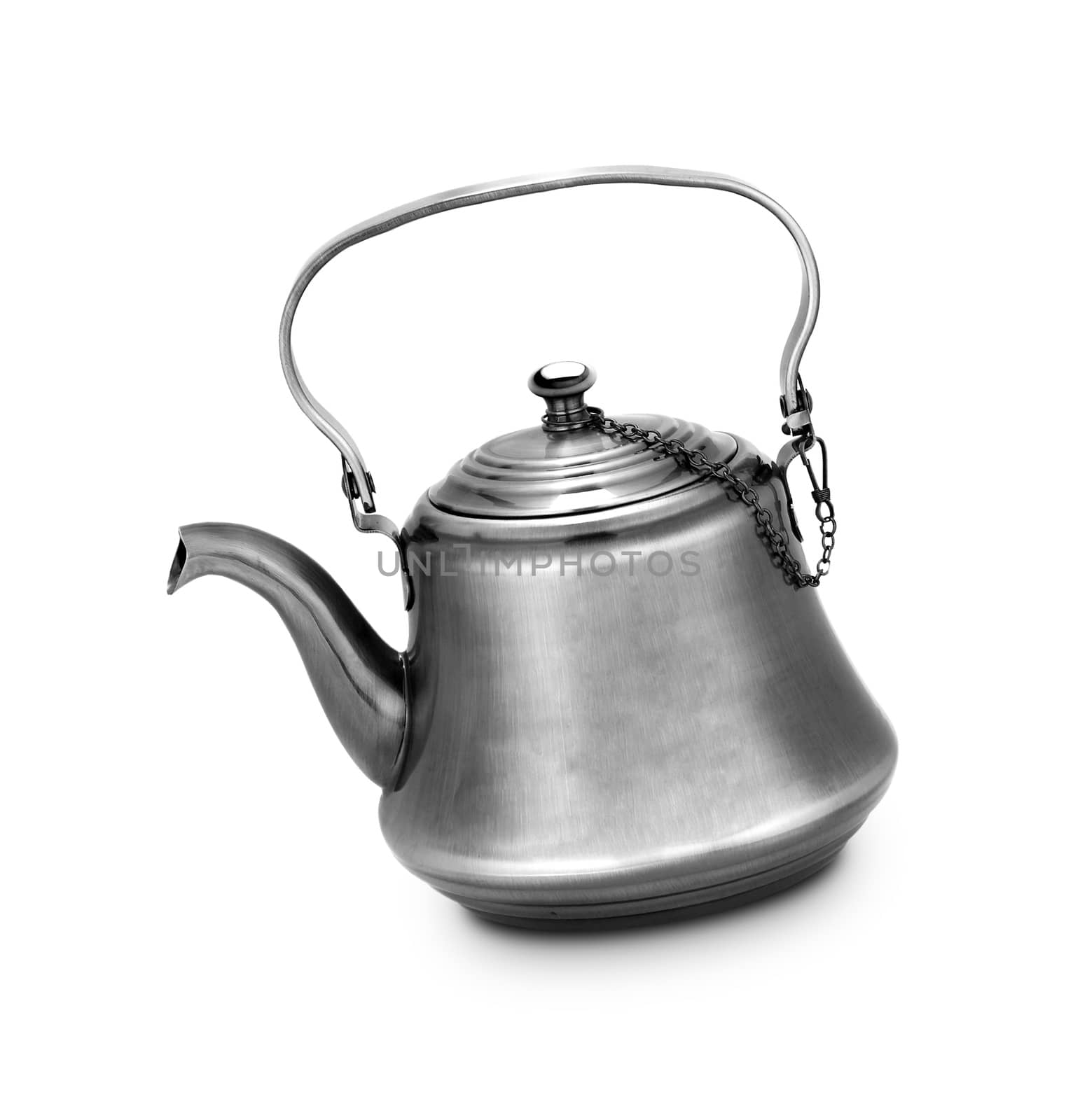 metal tea pot on a white background