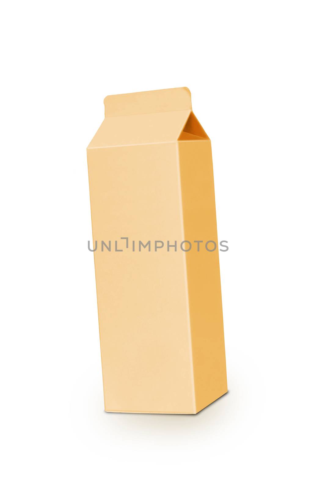 Yellow milk box per liter isolated on white