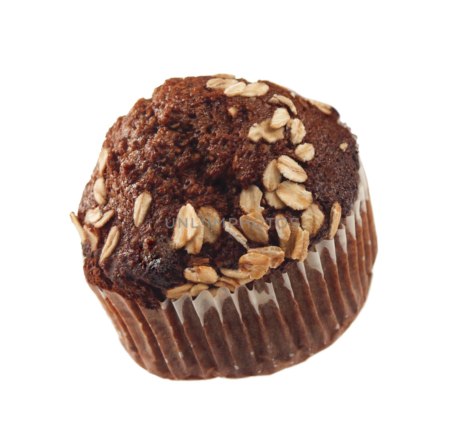 chocolate muffin isolated on white background