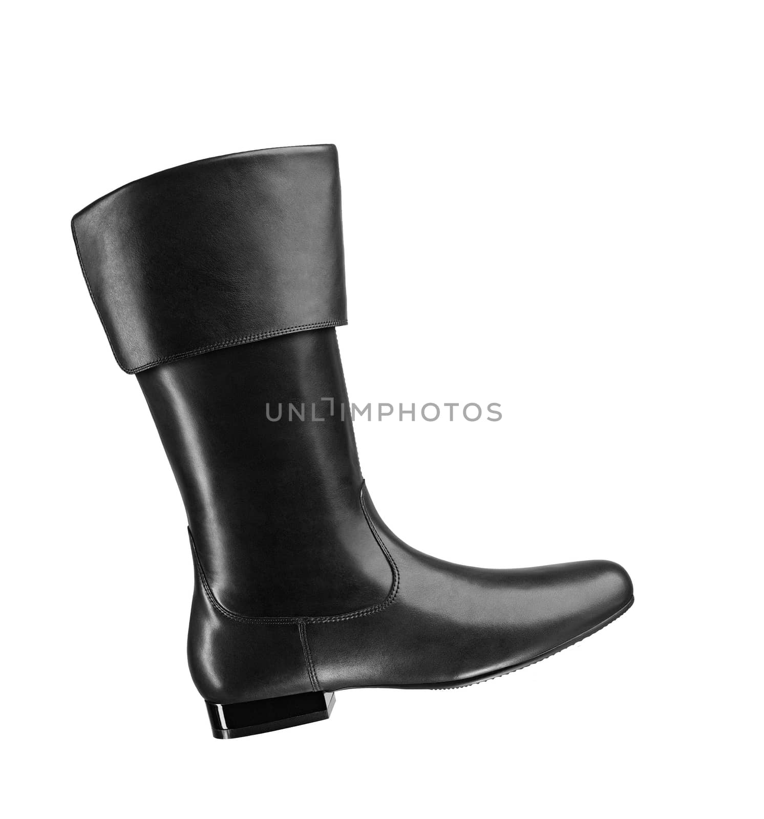 Black rubber boots isolated on white
